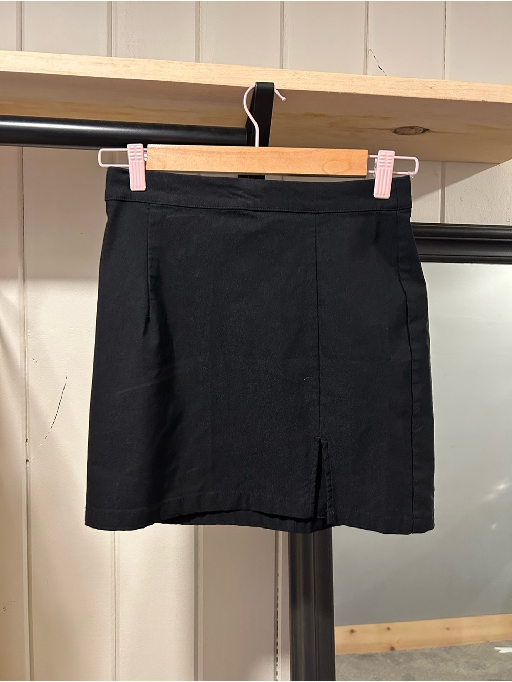 Garage Black Mini Skirt with Front Slit